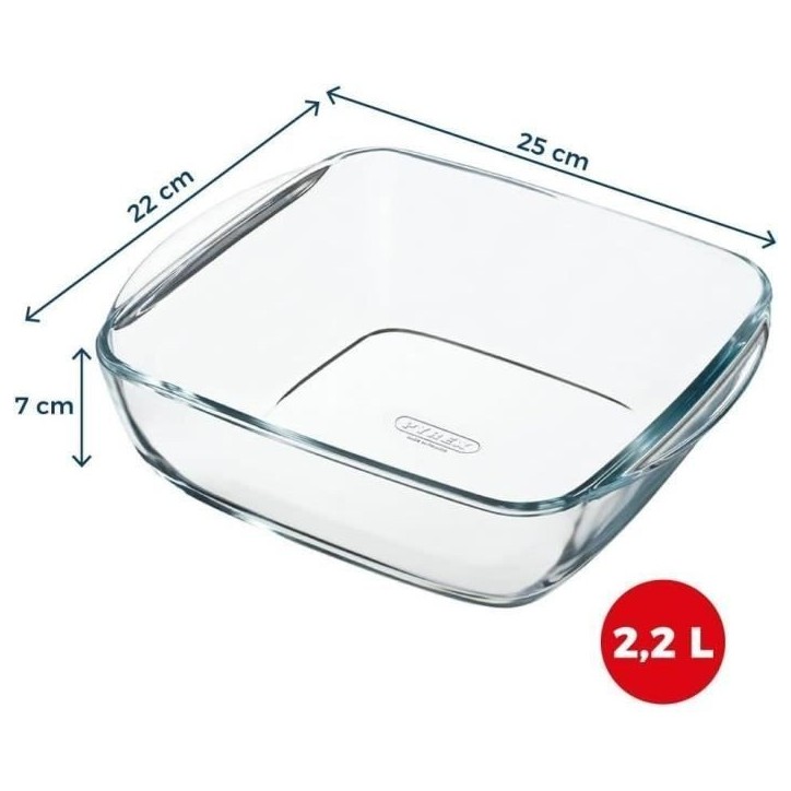 Plat air fryer - PYREX - 1450142 - Carré - En verre borosilicate - 25 x 22 cm Plat air fryer - PYREX - 1450142 - Carré - En verre borosilicate - 25 x 22 cm