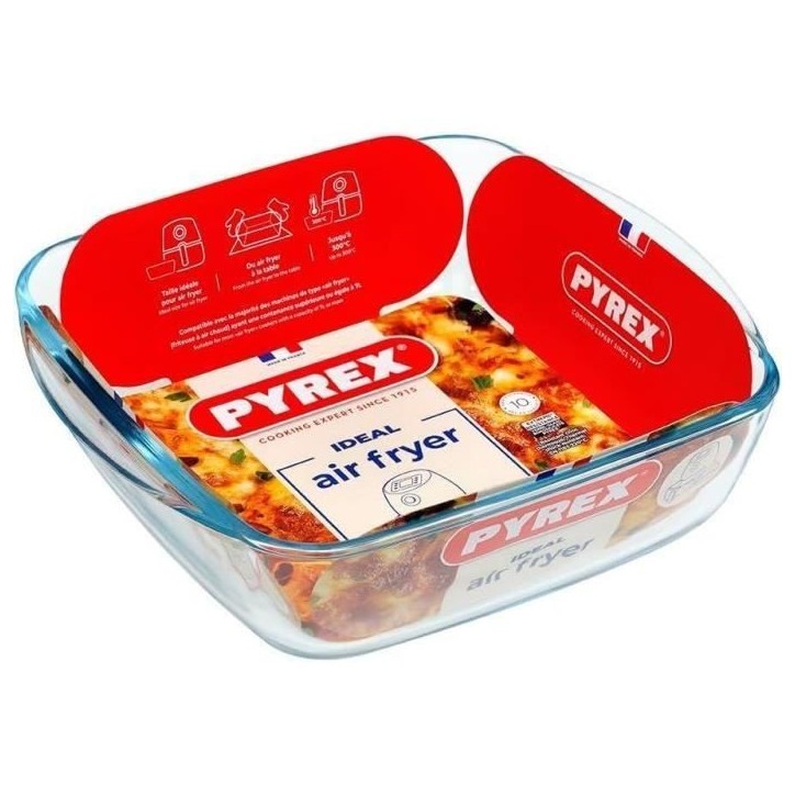 Plat air fryer - PYREX - 1450142 - Carré - En verre borosilicate - 25 x 22 cm Plat air fryer - PYREX - 1450142 - Carré - En verre borosilicate - 25 x 22 cm