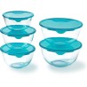 Lot de 5 jattes avec couvercle - PYREX - 1x 0,5L + 2x 1L + 2x 2L