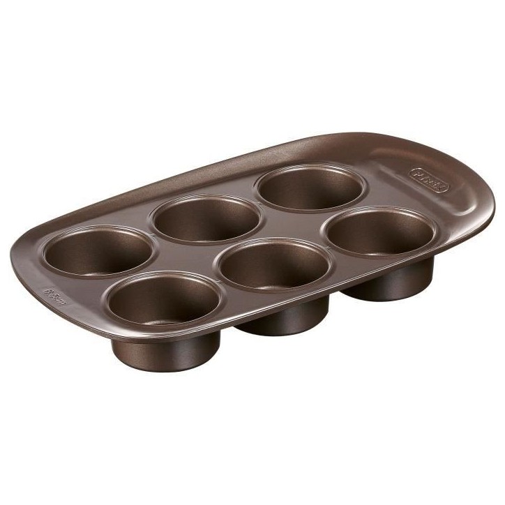Moule a muffin - PYREX - 1452001 - Rond - En acier carbonne - Antiadhésif - 6 trous Moule a muffin - PYREX - 1452001 - Rond - En acier carbonne - Antiadhésif - 6 trous