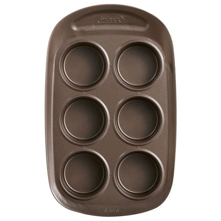 Moule a muffin - PYREX - 1452001 - Rond - En acier carbonne - Antiadhésif - 6 trous Moule a muffin - PYREX - 1452001 - Rond - En acier carbonne - Antiadhésif - 6 trous