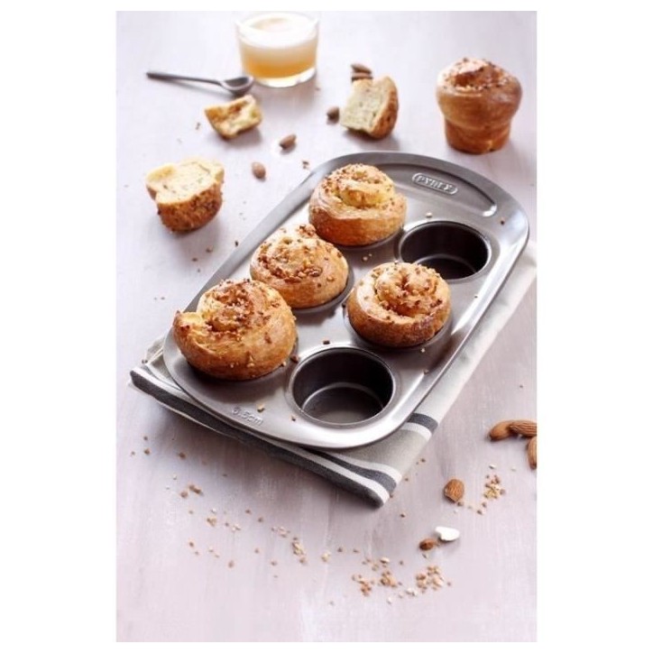 Moule a muffin - PYREX - 1452001 - Rond - En acier carbonne - Antiadhésif - 6 trous Moule a muffin - PYREX - 1452001 - Rond - En acier carbonne - Antiadhésif - 6 trous
