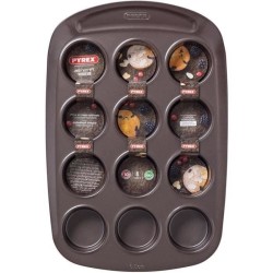 Moule a muffin - PYREX - 1452002 - En acier carbonne - Antiadhésif -