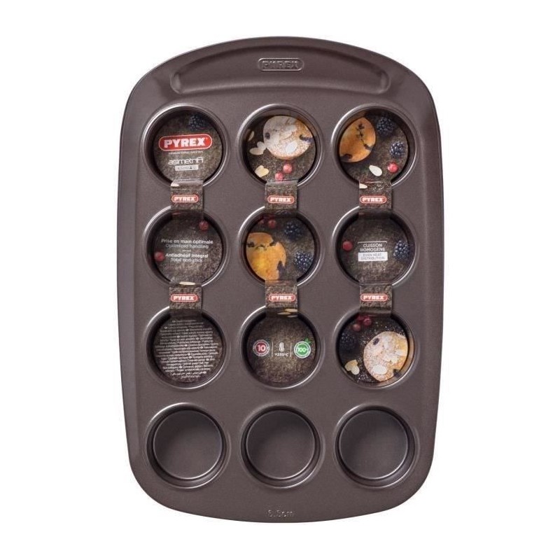 Moule a muffin - PYREX - 1452002 - En acier carbonne - Antiadhésif -