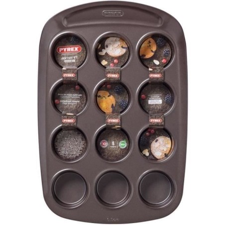 Moule a muffin - PYREX - 1452002 - En acier carbonne - Antiadhésif -