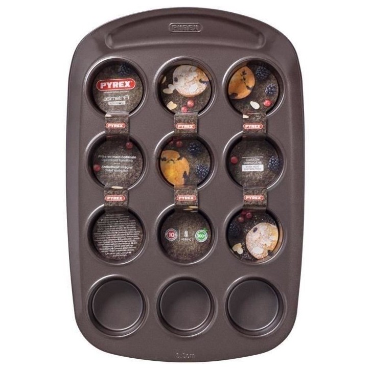 Moule a muffin - PYREX - 1452002 - En acier carbonne - Antiadhésif - 12 trous Moule a muffin - PYREX - 1452002 - En acier carbonne - Antiadhésif - 12 trous