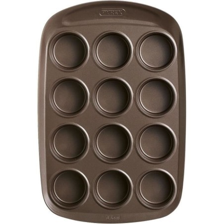 Moule a muffin - PYREX - 1452002 - En acier carbonne - Antiadhésif - 12 trous