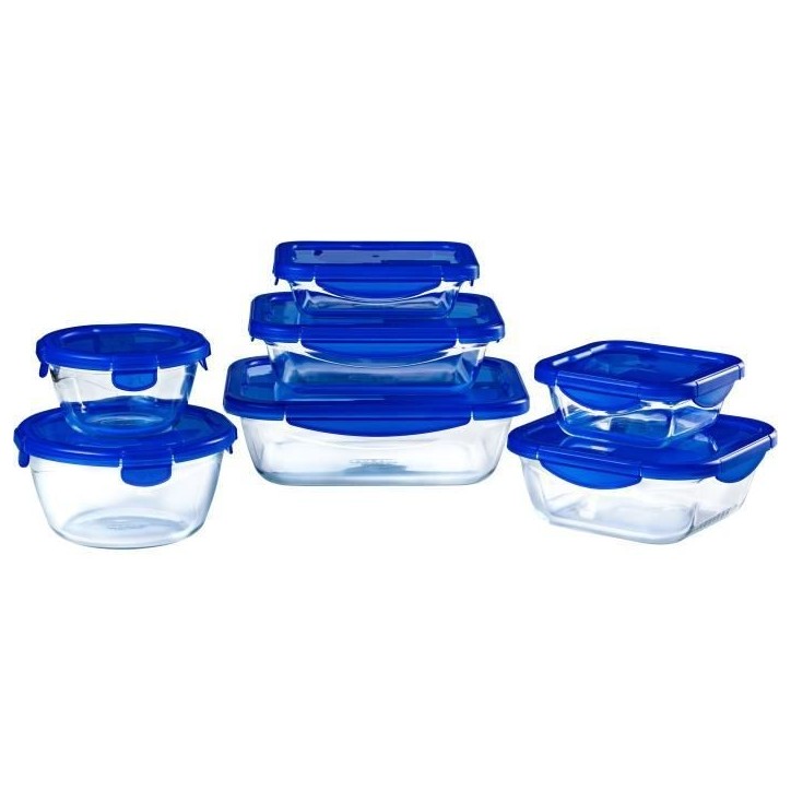 Lot de 7 Boîtes de conservation - PYREX - Cook & Go - Verre - Couvercle étanche Lot de 7 Boîtes de conservation - PYREX - Cook & Go - Verre - Couvercle étanche