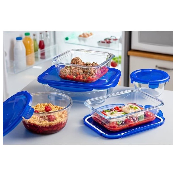 Lot de 7 Boîtes de conservation - PYREX - Cook & Go - Verre - Couvercle étanche Lot de 7 Boîtes de conservation - PYREX - Cook & Go - Verre - Couvercle étanche