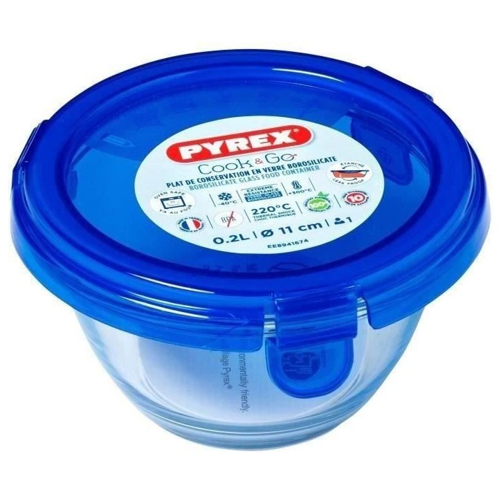 Boîte ronde avec couvercle - PYREX - 1451032 - 11 cm-200 ml - Cook & Go - Base en verre borosilicate Boîte ronde avec couvercle - PYREX - 1451032 - 11 cm-200 ml - Cook & Go - Base en verre borosilicate