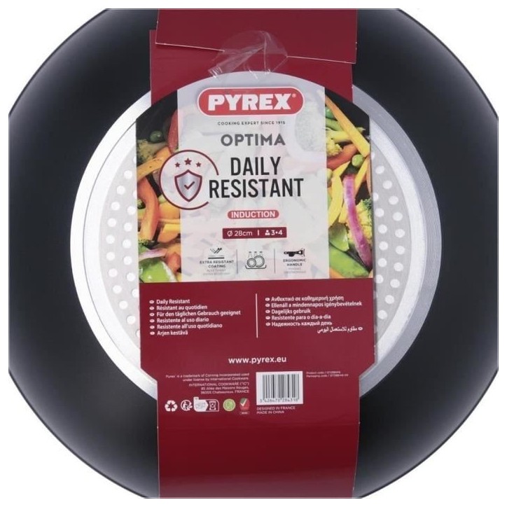 Wok - PYREX - 1455021 - En aluminium forgé - Antiadhésif - 28 cm - Sans PFAS Wok - PYREX - 1455021 - En aluminium forgé - Antiadhésif - 28 cm - Sans PFAS