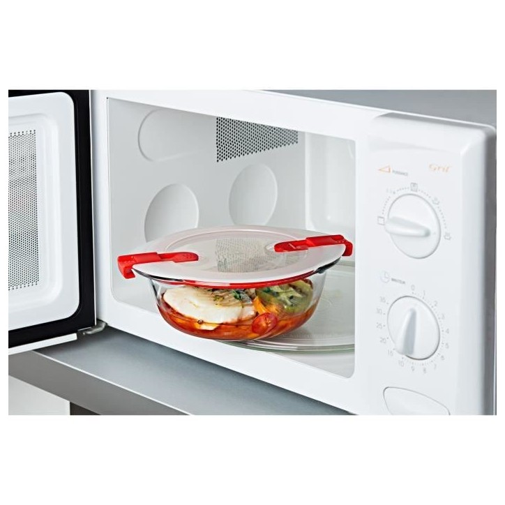 Lot de 3 lunch box - PYREX - Cook & Heat - Verre - Rond - Couvercle a valves vapeur spécial micro-onde - 1,1 L Lot de 3 lunch box - PYREX - Cook & Heat - Verre - Rond - Couvercle a valves vapeur spécial micro-onde - 1,1 L
