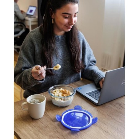 Lot de 3 Lunch Box - PYREX - Cook & Go - Verre - Rond - Couvercle hermétique - 0,7 L