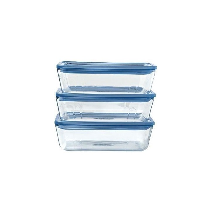 Lot de 3 Boîtes de conservation avec couvercle - PYREX - Zero Plastic - Verre - Rectangulaire - 0,8 L Lot de 3 Boîtes de conservation avec couvercle - PYREX - Zero Plastic - Verre - Rectangulaire - 0,8 L