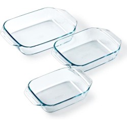 Lot de 3 plats a four - PYREX - Verre - Rectangulaire - Irrésistible
