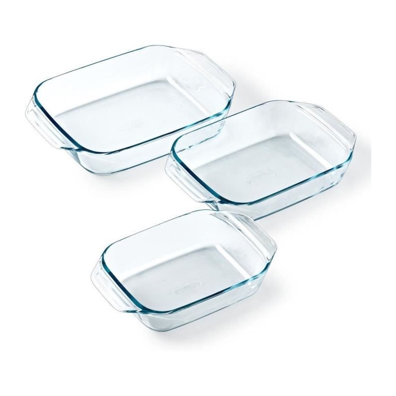 Lot de 3 plats a four - PYREX - Verre - Rectangulaire - Irrésistible Lot de 3 plats a four - PYREX - Verre - Rectangulaire - Irrésistible