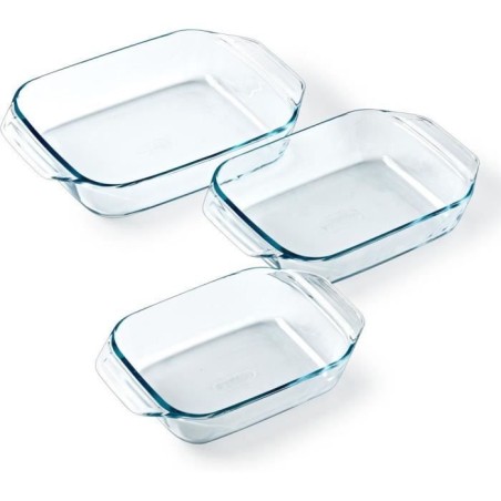 Lot de 3 plats a four - PYREX - Verre - Rectangulaire - Irrésistible