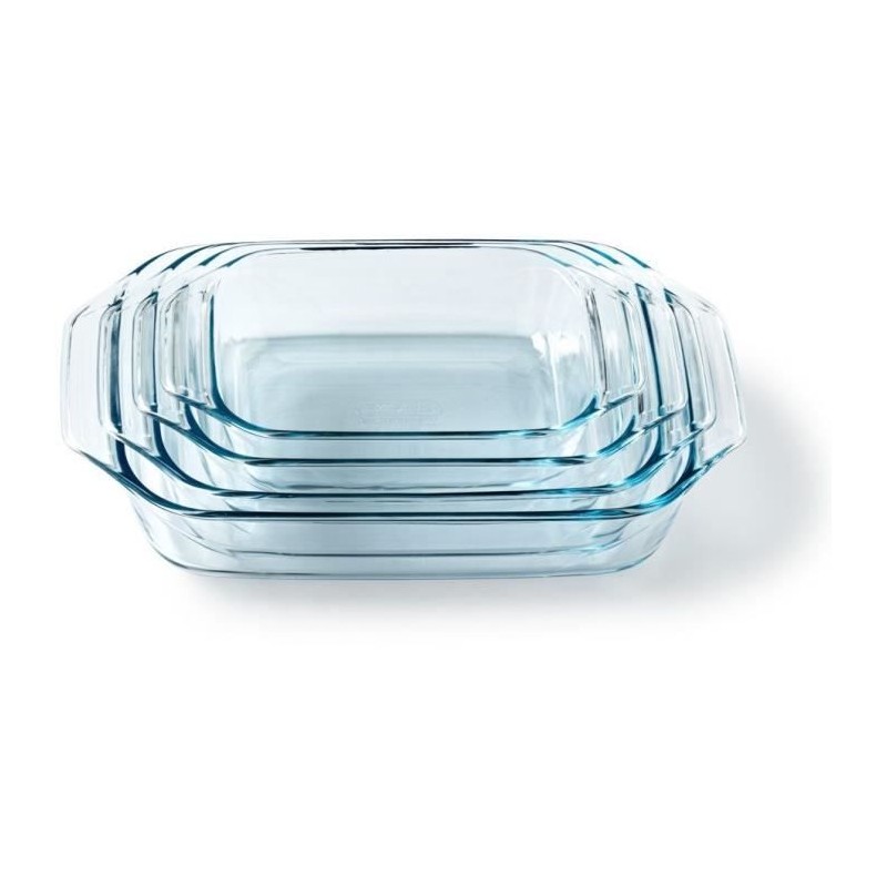 Lot de 4 plats a four - PYREX - Verre - Rectangulaire - 27/31/35/39 cm Lot de 4 plats a four - PYREX - Verre - Rectangulaire - 27/31/35/39 cm