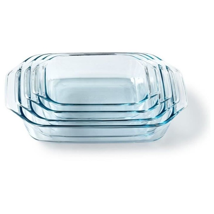 Lot de 4 plats a four - PYREX - Verre - Rectangulaire - 27/31/35/39 cm