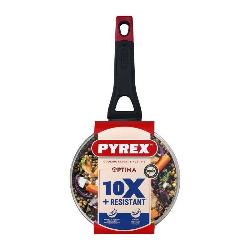 Casserole + couvercle - PYREX - 1455031 - Antiadhésif - 18 cm - Sans