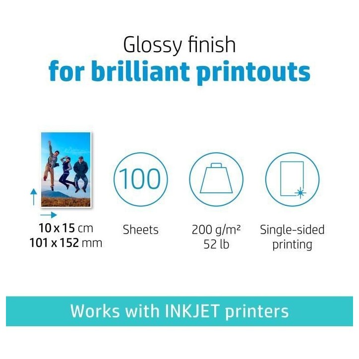Papier photo brillant HP Everyday - 100 feuilles/A4/210 x 297 mm - Polyvalent 200 g/m² Papier photo brillant HP Everyday - 100 feuilles/A4/210 x 297 mm - Polyvalent 200 g/m²