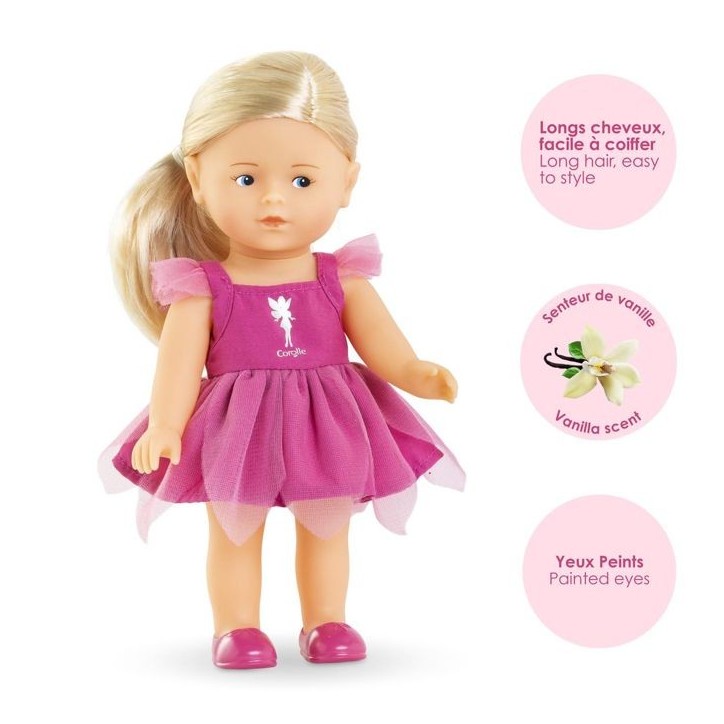 Coffret Mini Corolline - Corolle - Rosy Fée - Poupée en vinyle - Robe de fée - Ailes de papillon