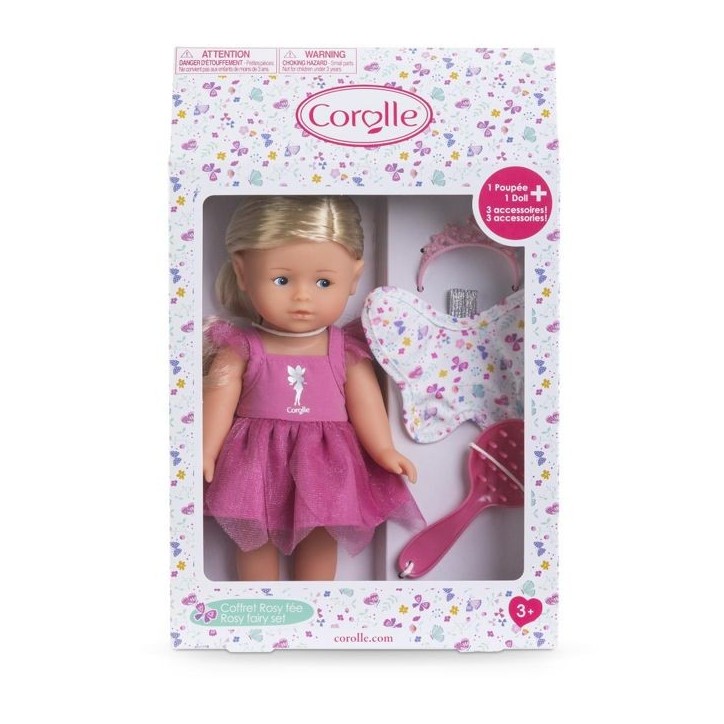 Coffret Mini Corolline - Corolle - Rosy Fée - Poupée en vinyle - Robe de fée - Ailes de papillon