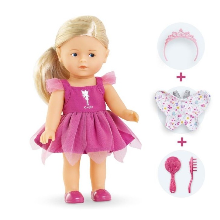Coffret Mini Corolline - Corolle - Rosy Fée - Poupée en vinyle - Robe de fée - Ailes de papillon