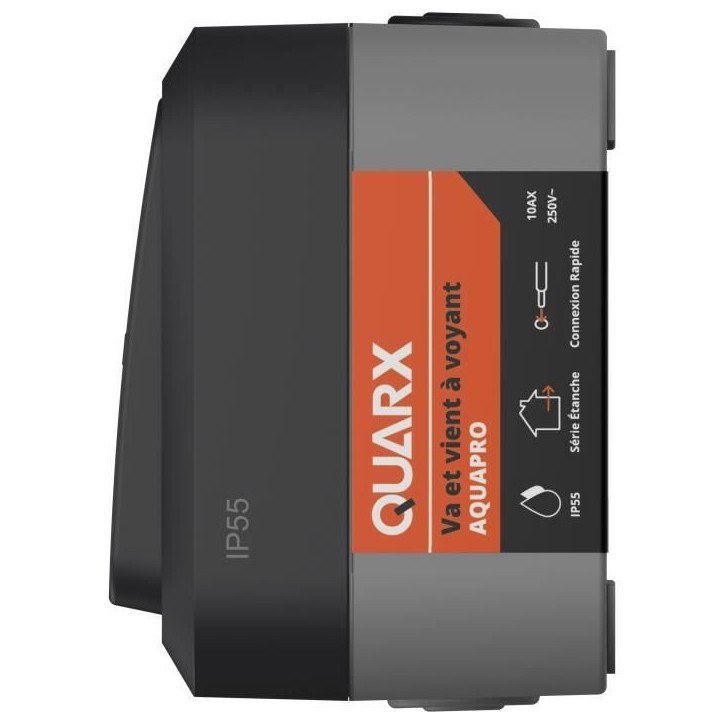 Interrupteur Va et vient - QUARX - Aqua Pro - Extérieur, voyant lumineux, IP55, 250V Interrupteur Va et vient - QUARX - Aqua Pro - Extérieur, voyant lumineux, IP55, 250V