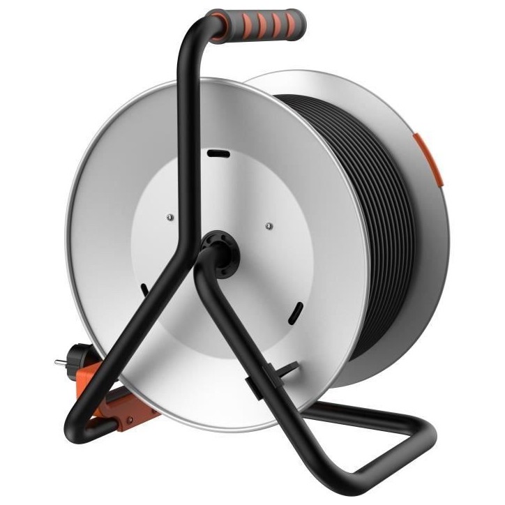 Enrouleur - QUARX - Chantier - 40m, H05VV-F 3G1,5mm², tambour métallique Enrouleur - QUARX - Chantier - 40m, H05VV-F 3G1,5mm², tambour métallique