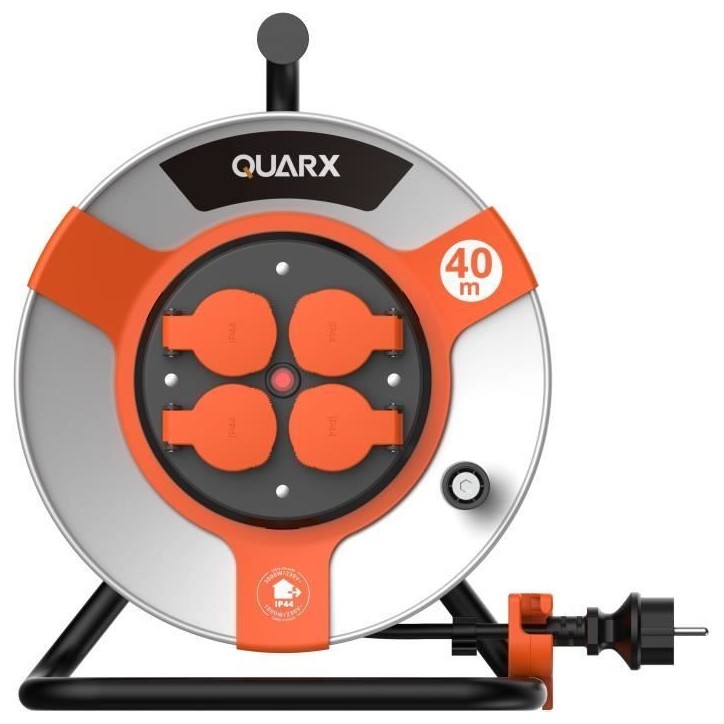 Enrouleur - QUARX - Chantier - 40m, H05VV-F 3G1,5mm², tambour métallique Enrouleur - QUARX - Chantier - 40m, H05VV-F 3G1,5mm², tambour métallique