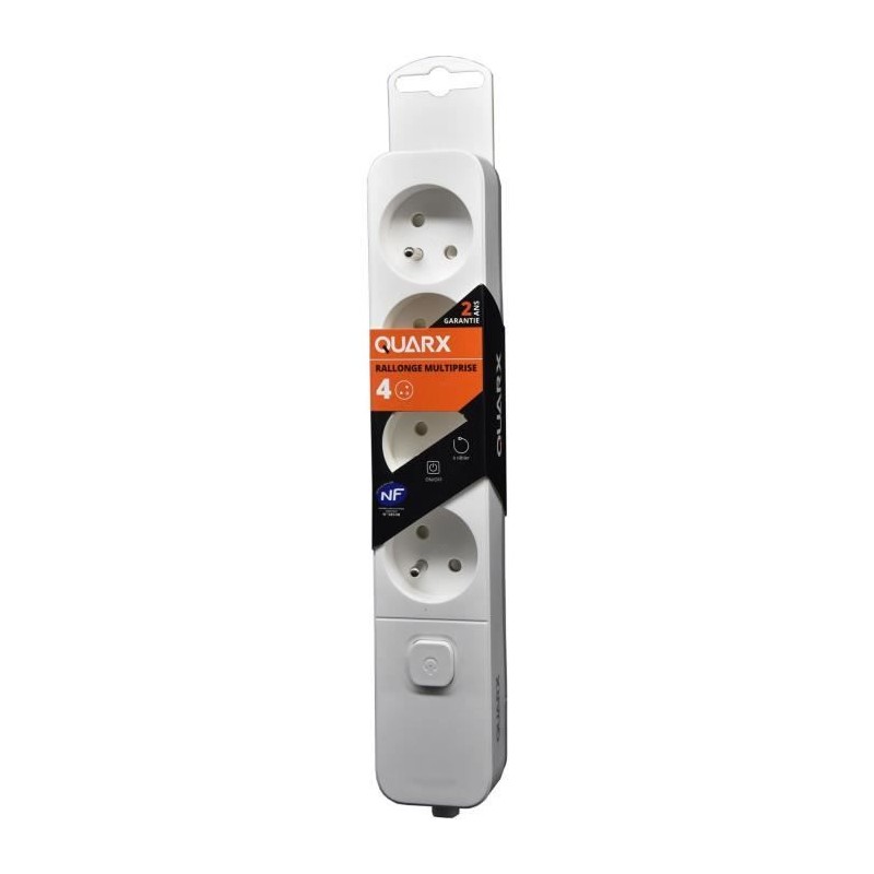 Multiprise - QUARX - 4 prises - Avec interrupteur, câble 1,5m Multiprise - QUARX - 4 prises - Avec interrupteur, câble 1,5m
