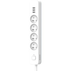 Multiprise - QUARX - 4 prises - Avec 3 ports USB, câble 1,5m
