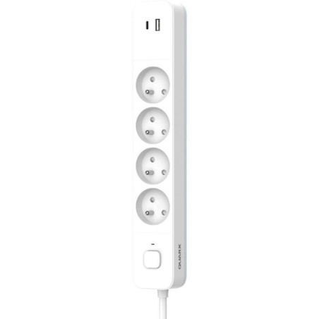 Multiprise - QUARX - 4 prises - Avec USB Type C et USB A, câble 1,5m