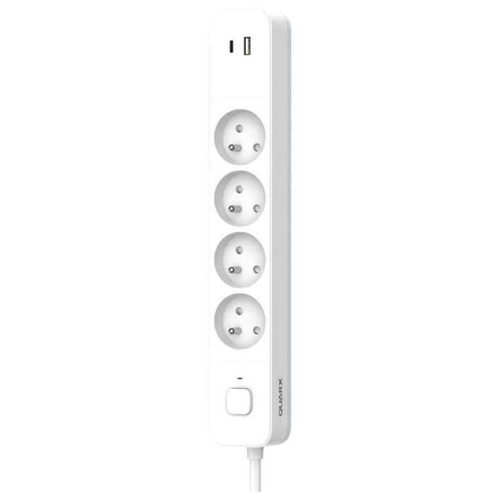 Multiprise - QUARX - 4 prises - Avec USB Type C et USB A, câble 1,5m Multiprise - QUARX - 4 prises - Avec USB Type C et USB A, câble 1,5m