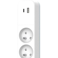 Multiprise - QUARX - 4 prises - Avec USB Type C et USB A, câble 1,5m