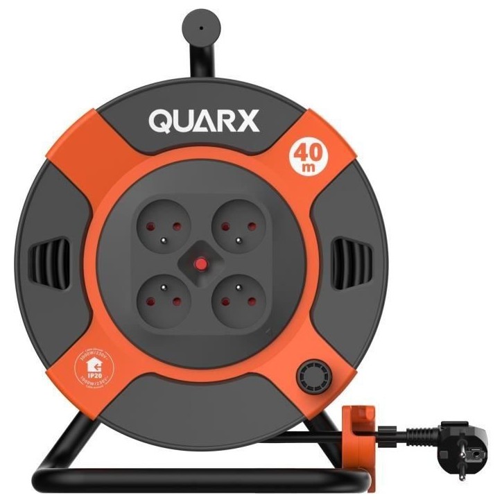 Enrouleur - QUARX - Bricolage - 40m, H07RN-F 3G 1,5mm², tambour métallique Enrouleur - QUARX - Bricolage - 40m, H07RN-F 3G 1,5mm², tambour métallique