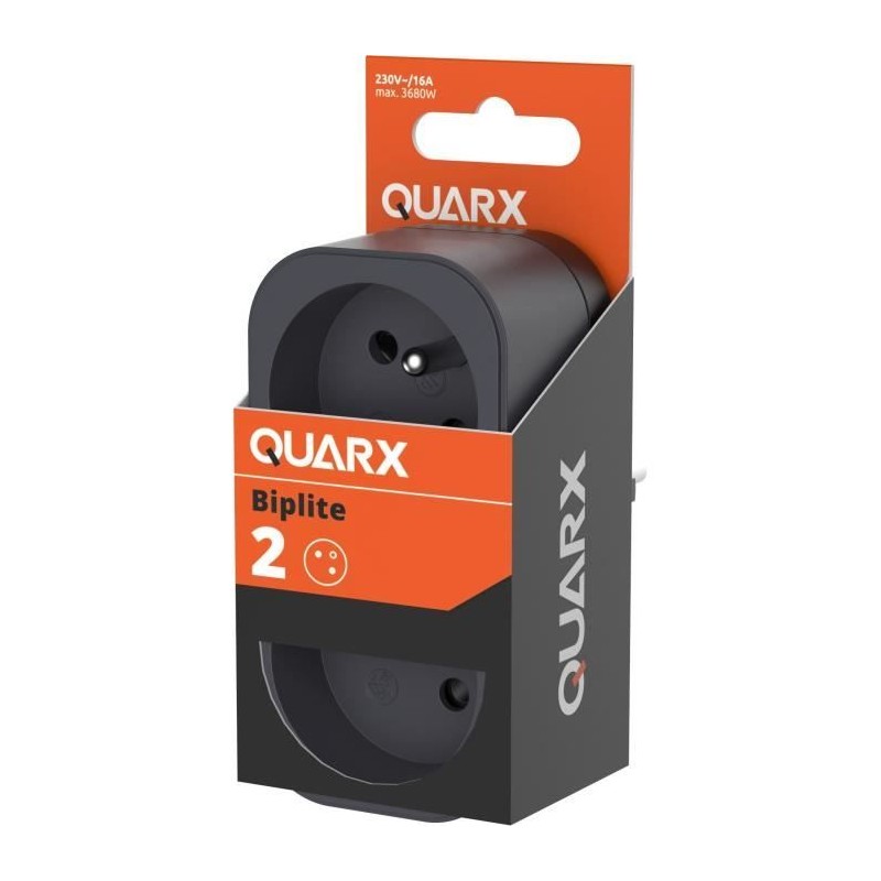 Biplite - QUARX - 2P 16A - Noir et gris anthracite, conforme NF Biplite - QUARX - 2P 16A - Noir et gris anthracite, conforme NF