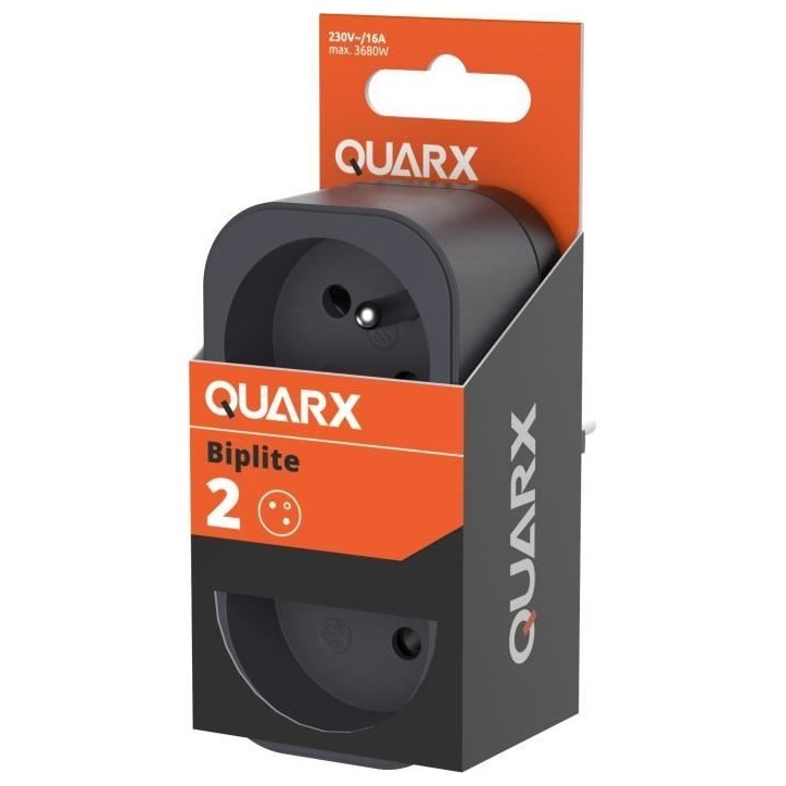 Biplite - QUARX - 2P 16A - Noir et gris anthracite, conforme NF Biplite - QUARX - 2P 16A - Noir et gris anthracite, conforme NF