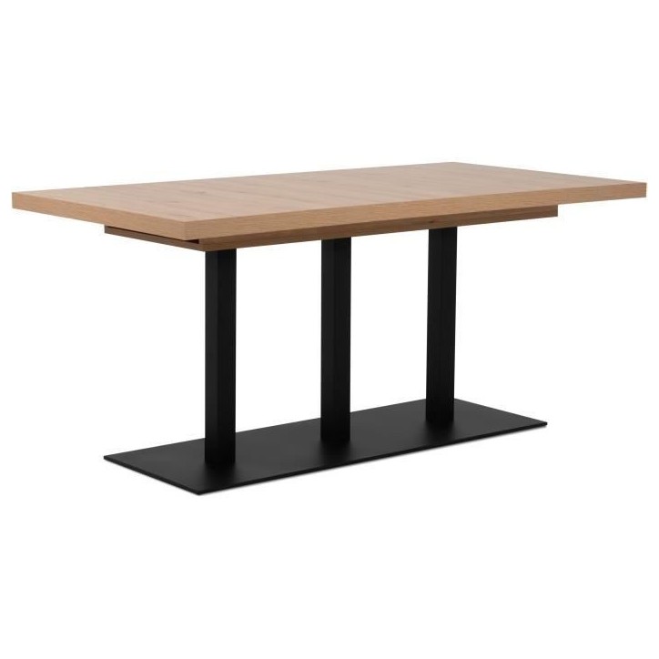Table a manger extensible QUADRATO - 8 a 12 personnes - Mélaminé chene et noir - L160-240 x H75 x P80 cm Table a manger extensible QUADRATO - 8 a 12 personnes - Mélaminé chene et noir - L160-240 x H75 x P80 cm