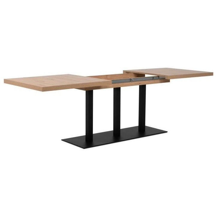 Table a manger extensible QUADRATO - 8 a 12 personnes - Mélaminé chene et noir - L160-240 x H75 x P80 cm Table a manger extensible QUADRATO - 8 a 12 personnes - Mélaminé chene et noir - L160-240 x H75 x P80 cm