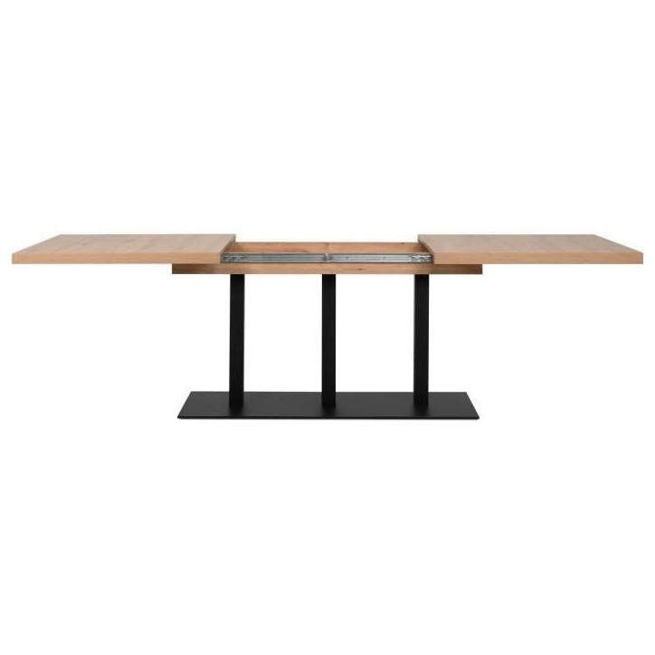 Table a manger extensible QUADRATO - 8 a 12 personnes - Mélaminé chene et noir - L160-240 x H75 x P80 cm Table a manger extensible QUADRATO - 8 a 12 personnes - Mélaminé chene et noir - L160-240 x H75 x P80 cm