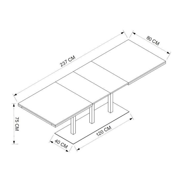 Table a manger extensible QUADRATO - 8 a 12 personnes - Mélaminé chene et noir - L160-240 x H75 x P80 cm Table a manger extensible QUADRATO - 8 a 12 personnes - Mélaminé chene et noir - L160-240 x H75 x P80 cm