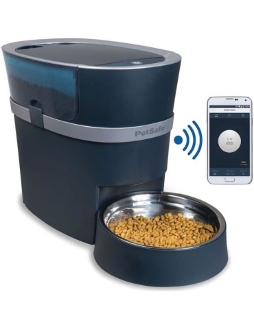 PetSafe - Distributeur de Croquettes Automatique Connecté Smart Feed pour Chien/Chat, avec minuterie, bol en acier inoxydable,