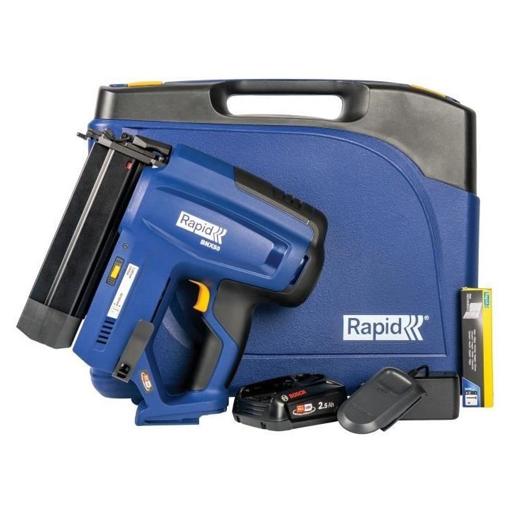 RAPID - BNX50 - Cloueuse électrique a batterie 18V, pour clous n°8/20-50mm - Coffret (Boîte + batterie + chargeur) - (5001498 RAPID - BNX50 - Cloueuse électrique a batterie 18V, pour clous n°8/20-50mm - Coffret (Boîte + batterie + chargeur) - (5001498