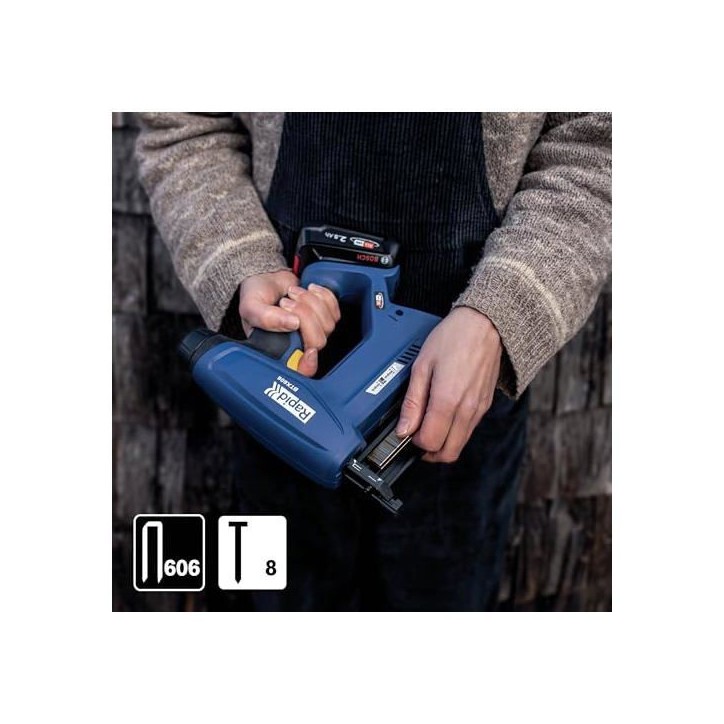 RAPID - BTX606 - Agrafeuse a batterie 18V, pour agrafes n°606/12-25mm et clous n°8/15-25mm - Boîte sans batterie - (5001505)