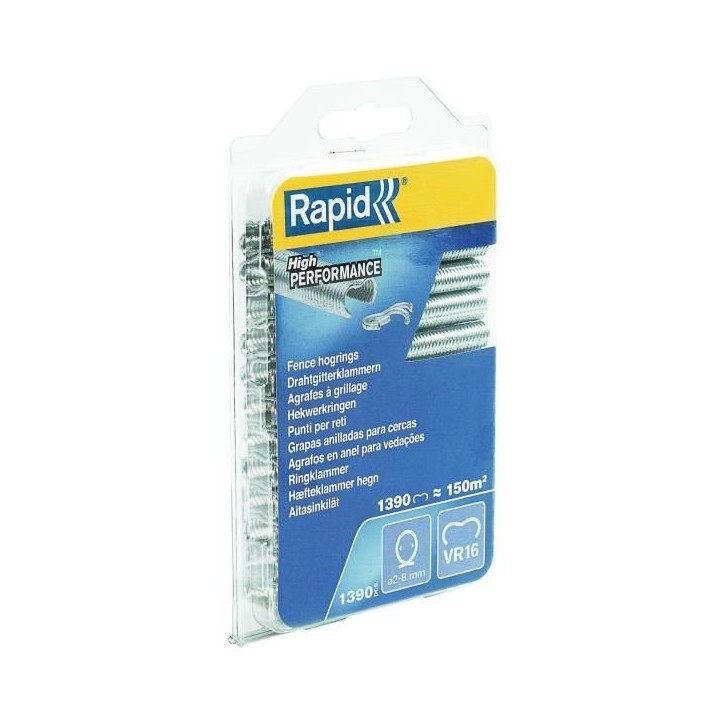RAPID - Agrafes grillage - VR16 acier galvanisé, pose de clôture - Blister 1390 - (40108799) RAPID - Agrafes grillage - VR16 acier galvanisé, pose de clôture - Blister 1390 - (40108799)