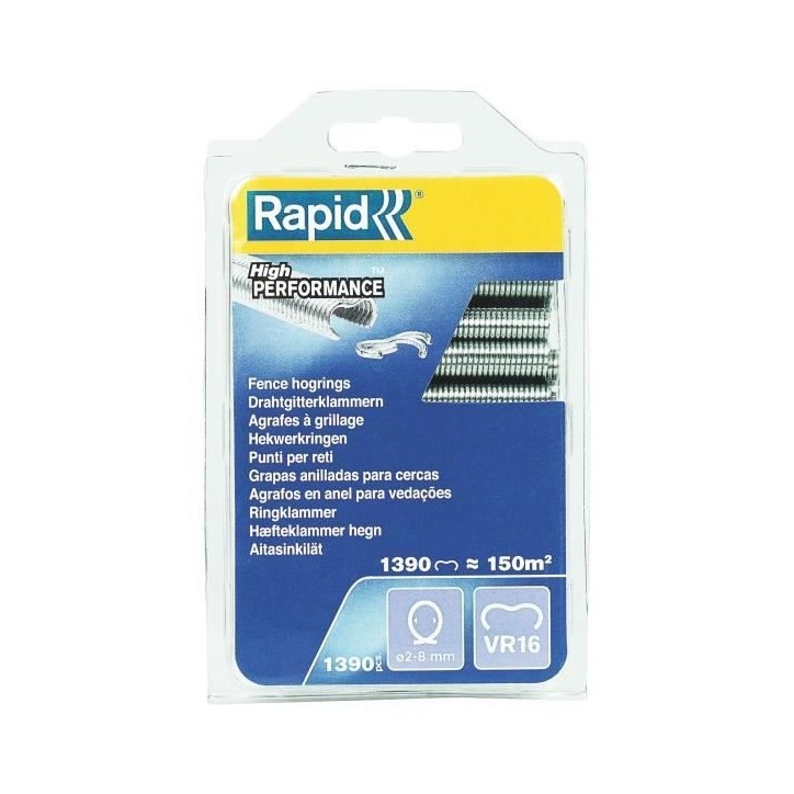RAPID - Agrafes grillage - VR16 acier galvanisé, pose de clôture - Blister 1390 - (40108799) RAPID - Agrafes grillage - VR16 acier galvanisé, pose de clôture - Blister 1390 - (40108799)
