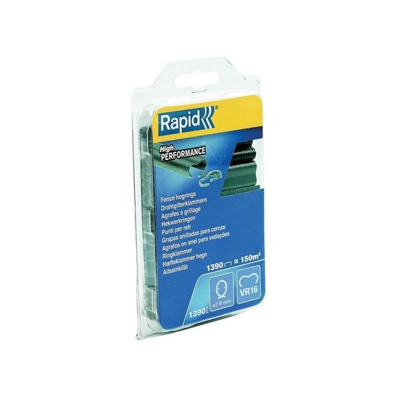 RAPID - Agrafes grillage - VR16 Vert, pose de clôture - Blister 1390 RAPID - Agrafes grillage - VR16 Vert, pose de clôture - Blister 1390