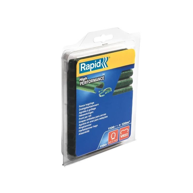 RAPID - Agrafes grillage - VR22 Vert - Blister 1100, pose de clôture RAPID - Agrafes grillage - VR22 Vert - Blister 1100, pose de clôture